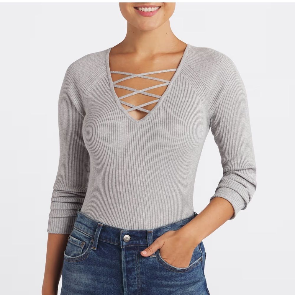 Lety & Me Walker Fitted Sweater Grey Medium NWT STITCH FIX